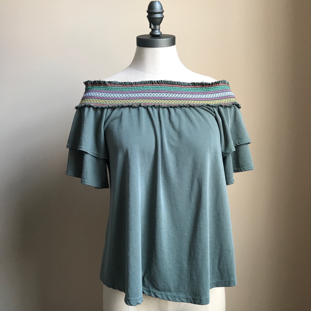 Alya Off-The-Shoulder Boho Flutter Sleeve Top